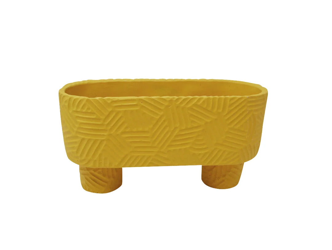 Yellow Footed Oblong Bowl