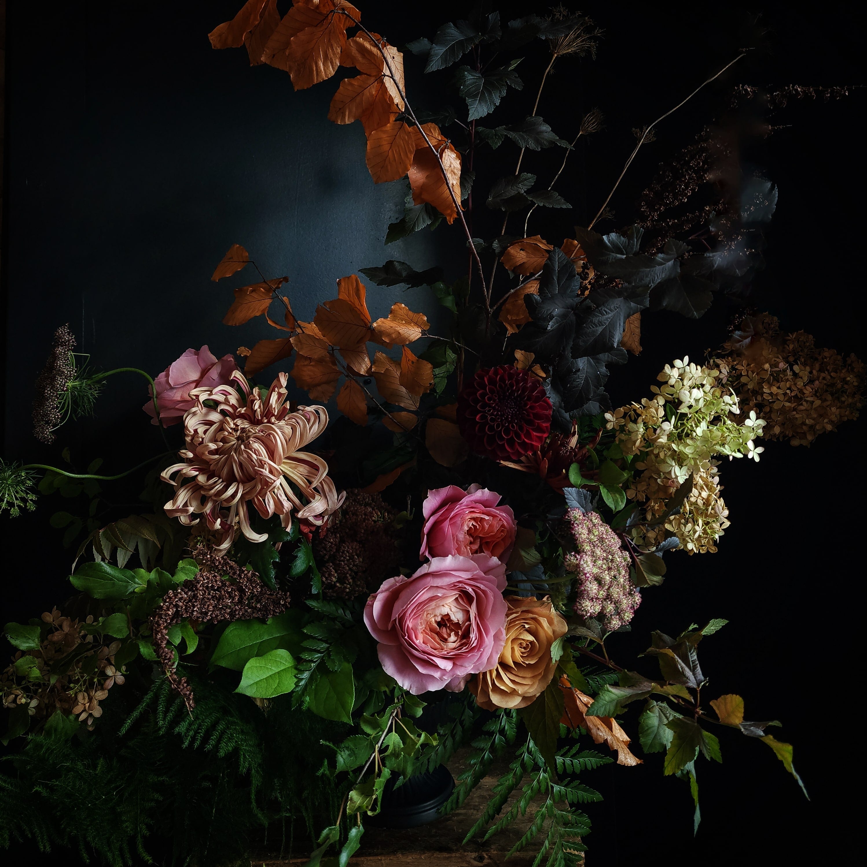 Moody autumn floral arrangement - london ontario