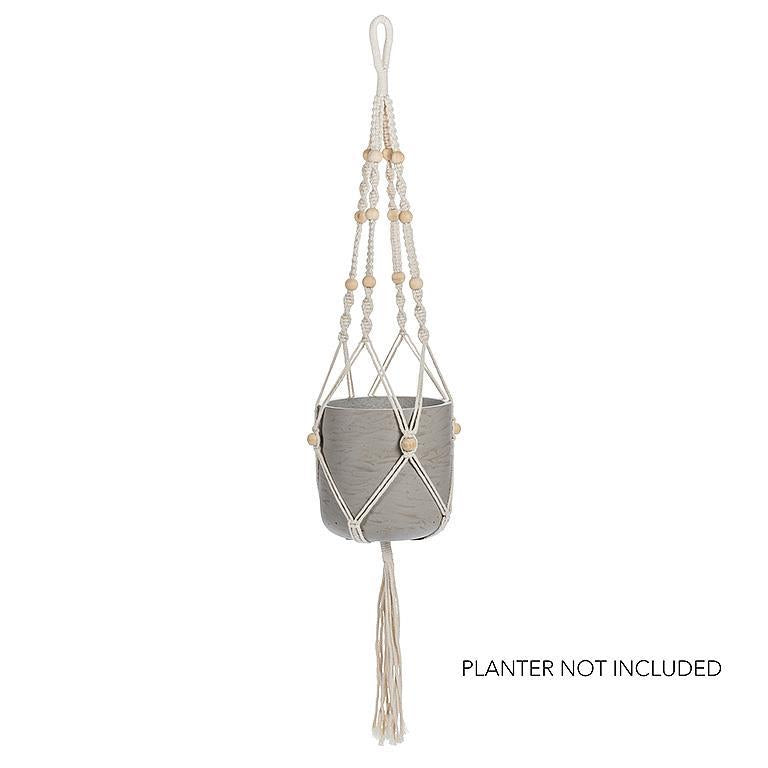 Macrame Planter Hanger w Tail And Beads - 42" L 903