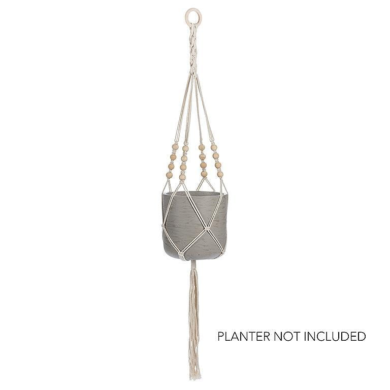 Macrame Bead Planter w Tail - 42" L 904