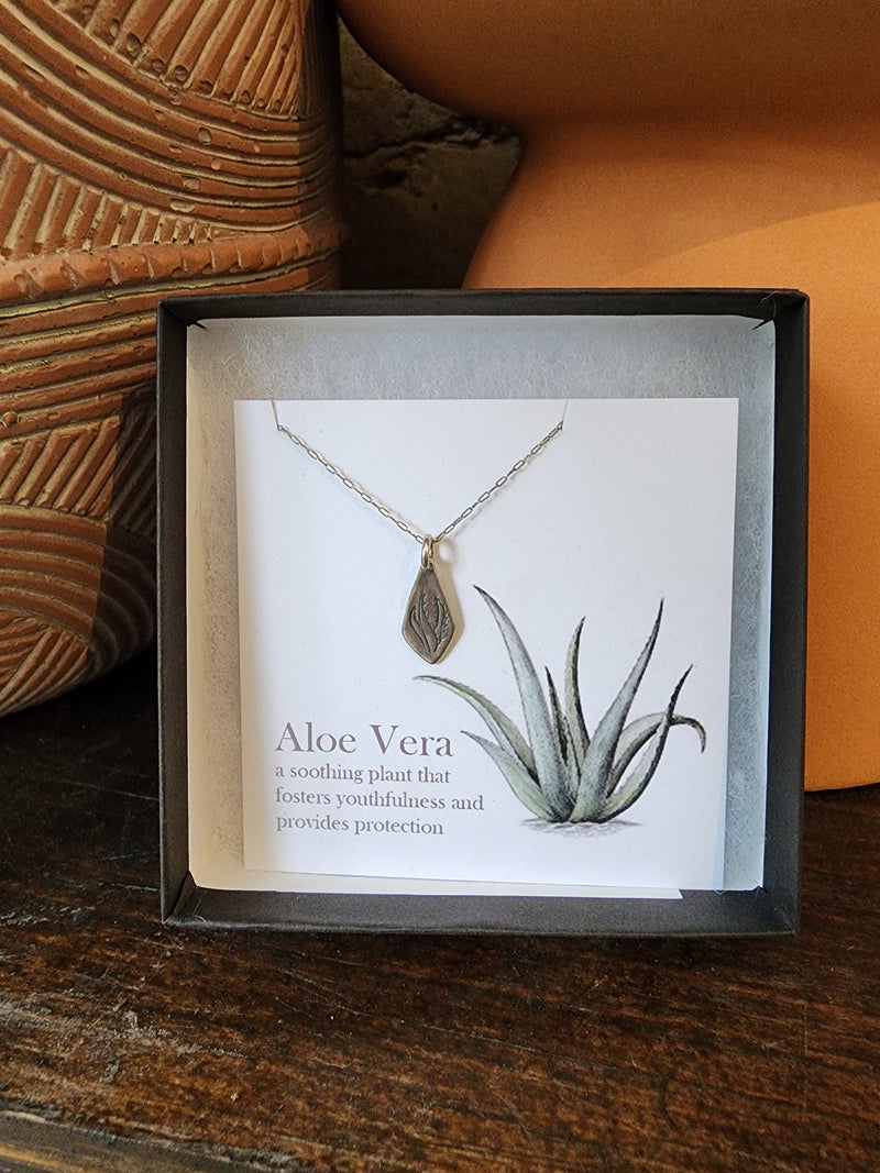 Sterling Silver Botanical Amulet  - Alot Vera