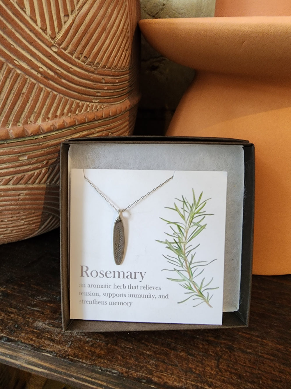 Sterling Silver Botanical Amulet  - Rosemary - Grow & Bloom Co.