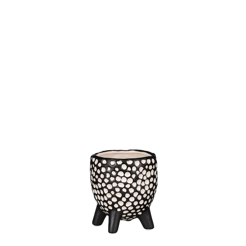Footed Black Pot  4" x 4.5"
