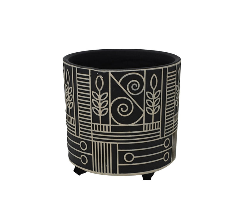 Patterned Black Pot