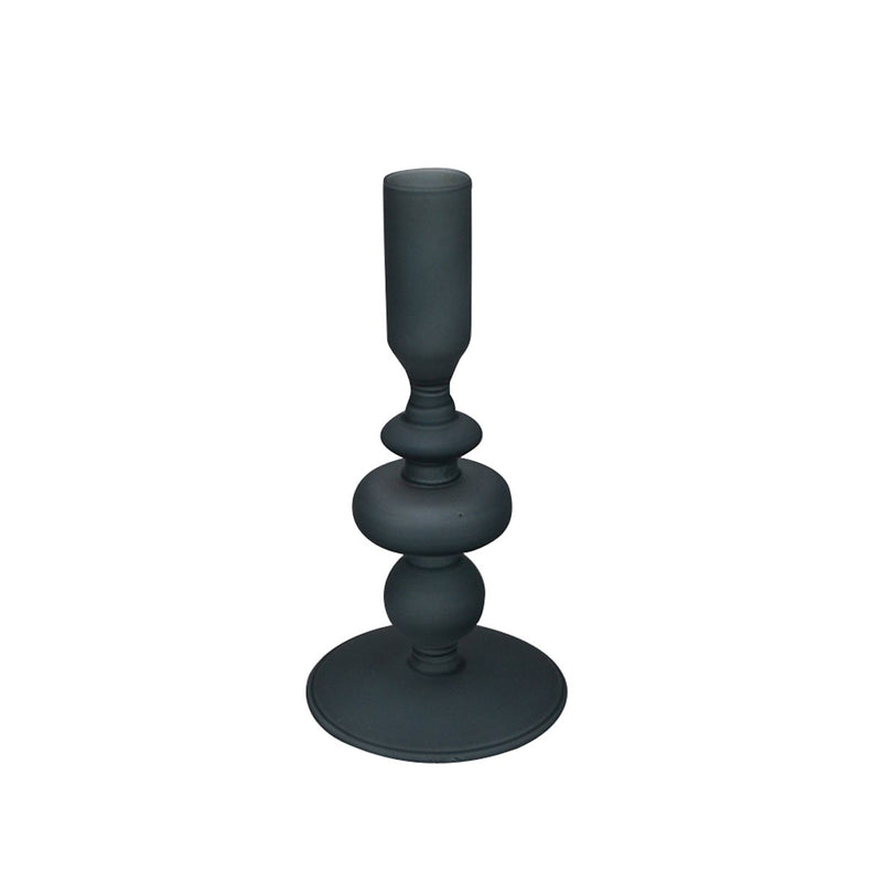 Frosted Black Glass Candle Holder