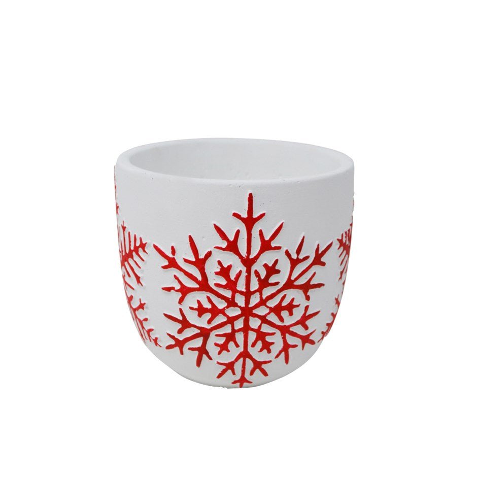 Red Embossed Snowflake Planter - 5" - Grow & Bloom Co.