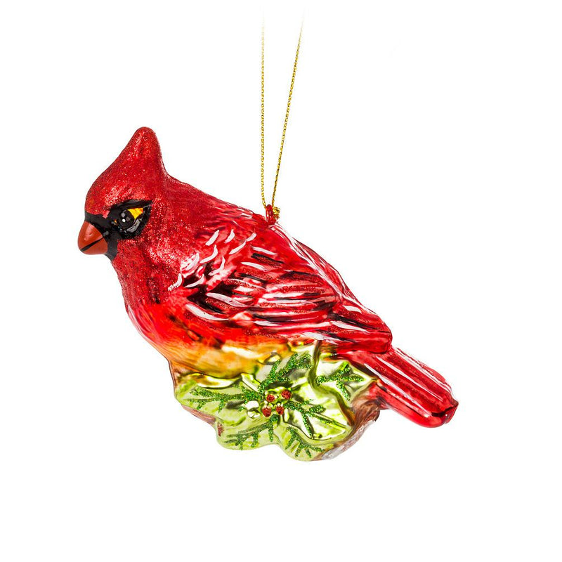 Cardinal + Holly Ornament