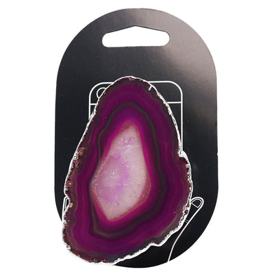 Silver Plated Agate Pop Socket - Pink