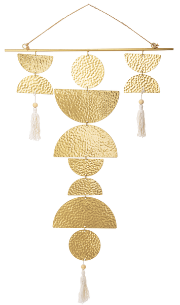 Hammered Gold Geo Shaped Wall Decor with Tassels