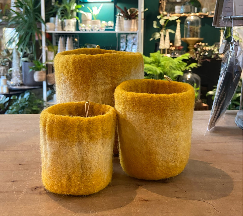 Felt Ombre Basket, Yellow