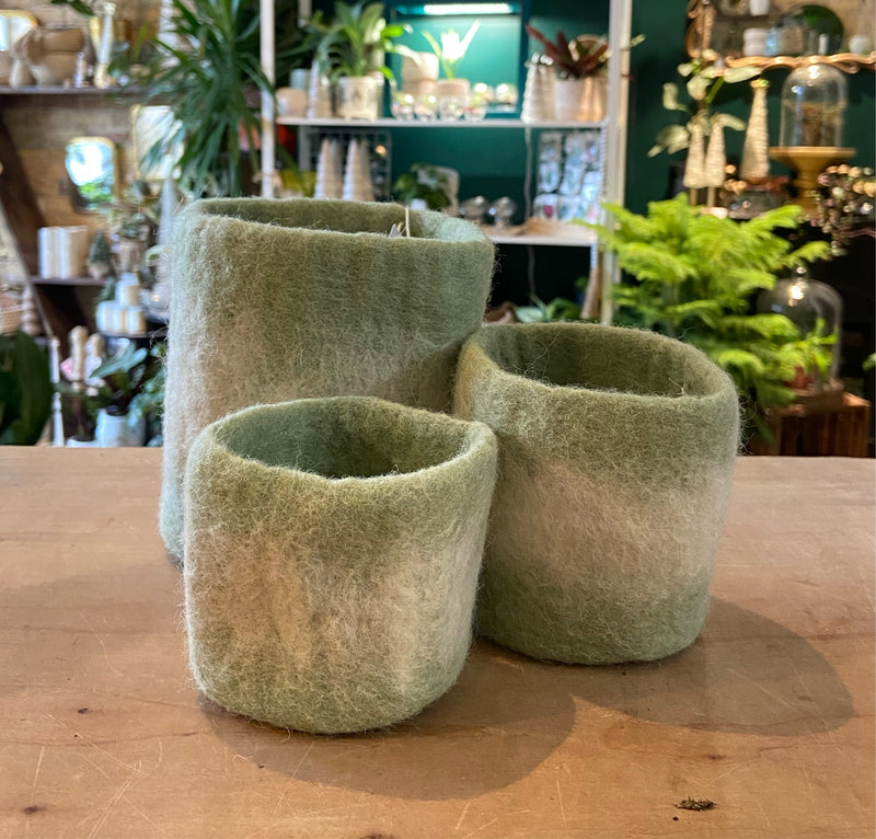 Felt Ombre Basket, Light Green